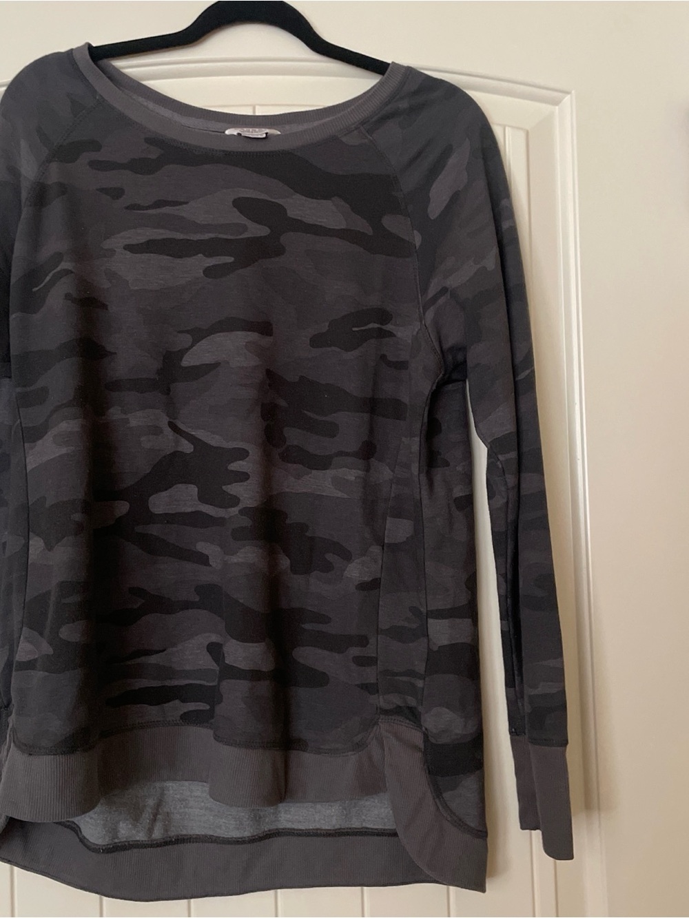 Gray and Black Camo Long Sleeve Sweatshirt